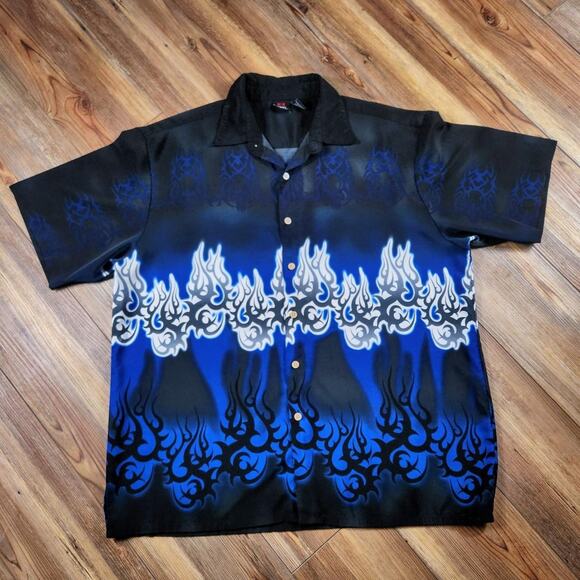 Vintage 90s EMERGENCY EXIT TRIBAL SHIRT FESTIVAL RAVE GRUNGE - Picture 1 of 5